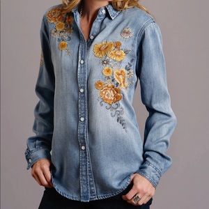 Stetson - Womens Blue Denim Button Down
